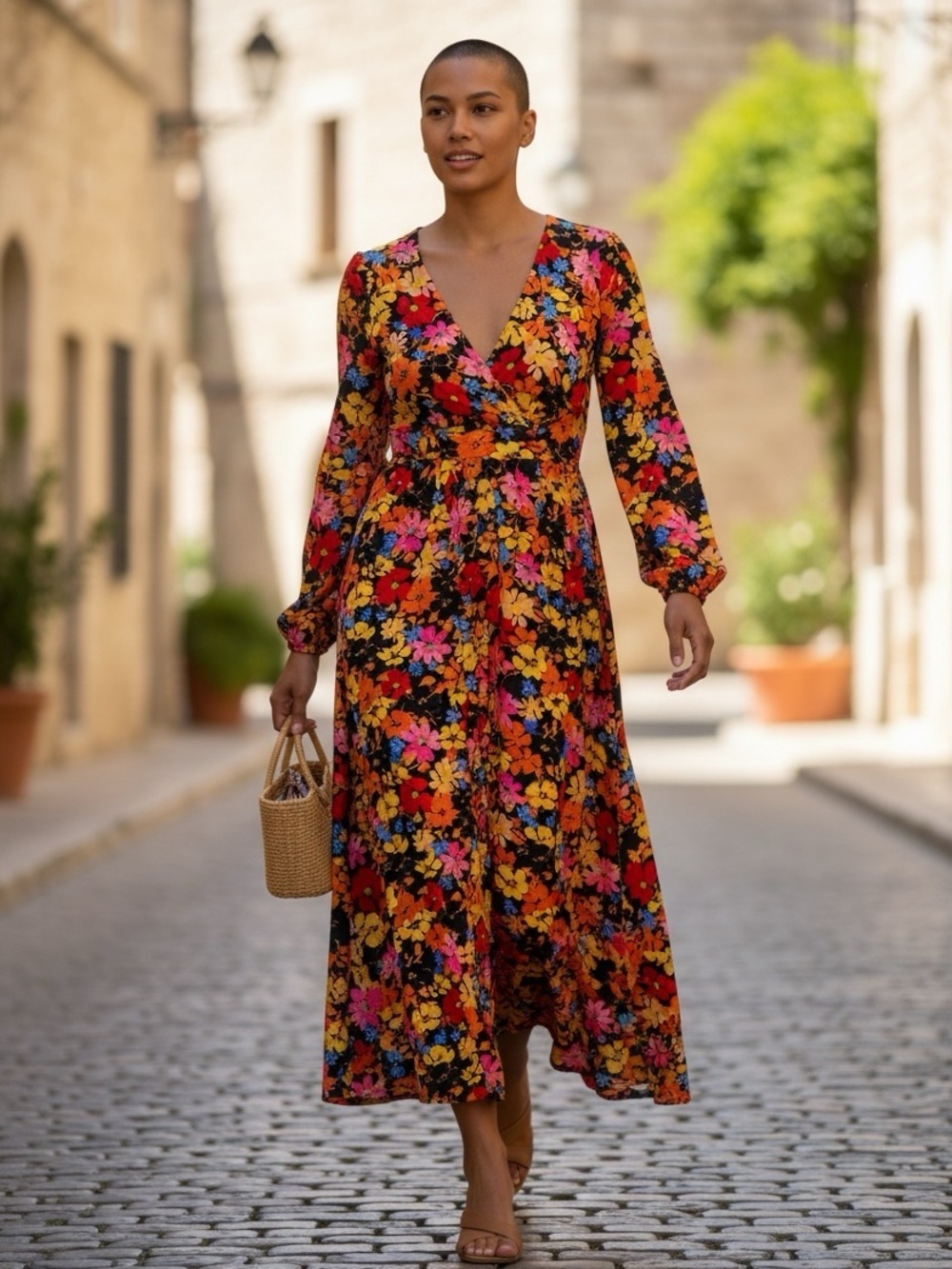 Asos maxi floral dress size 4 button front skirt